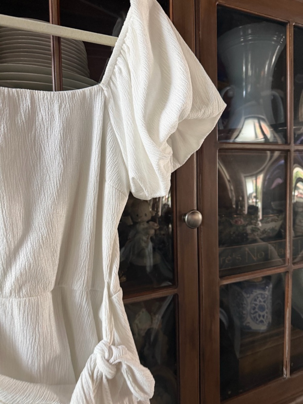 Trixxi White Puff Sleeve Ruffle Wrap-Style Mini Dress - Picture 4 of 6
